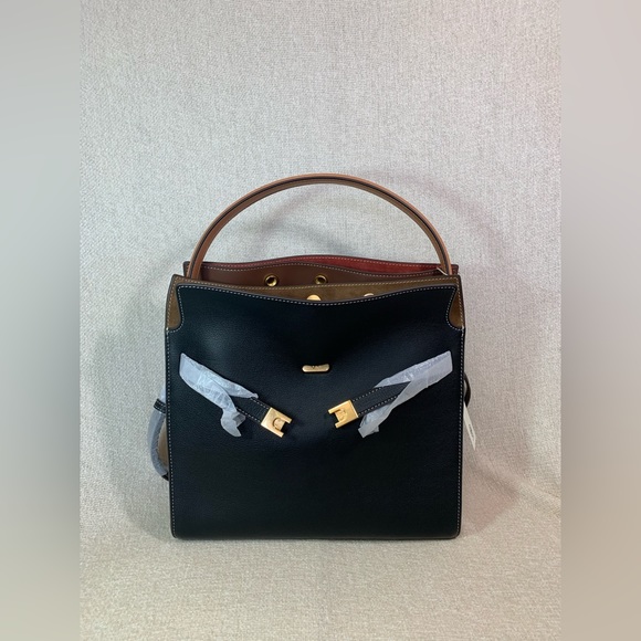 NEW Tory Burch Lee Radziwill Double Black Leather Satchel/Shoulder Bag/Crossbody - Picture 8 of 16
